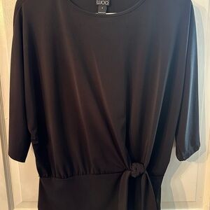 CLARA SUNWOO Black Tie-Front Short Sleeve Top